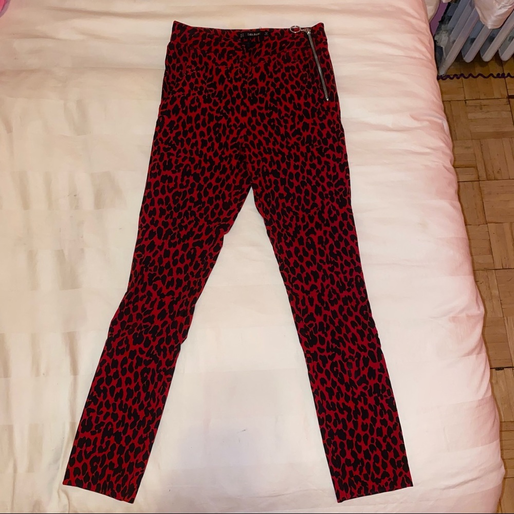 Red leopard pants with zip detail!